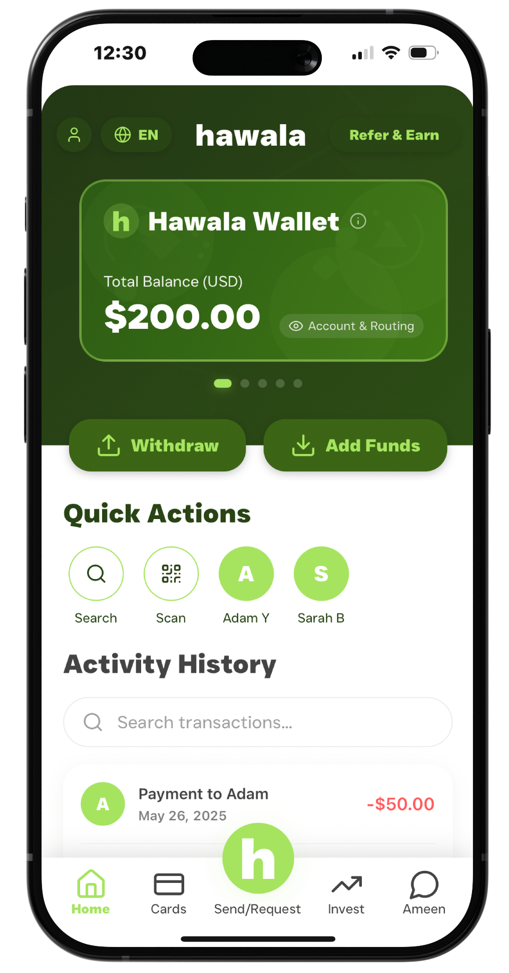 Hawala App Phone Mockup