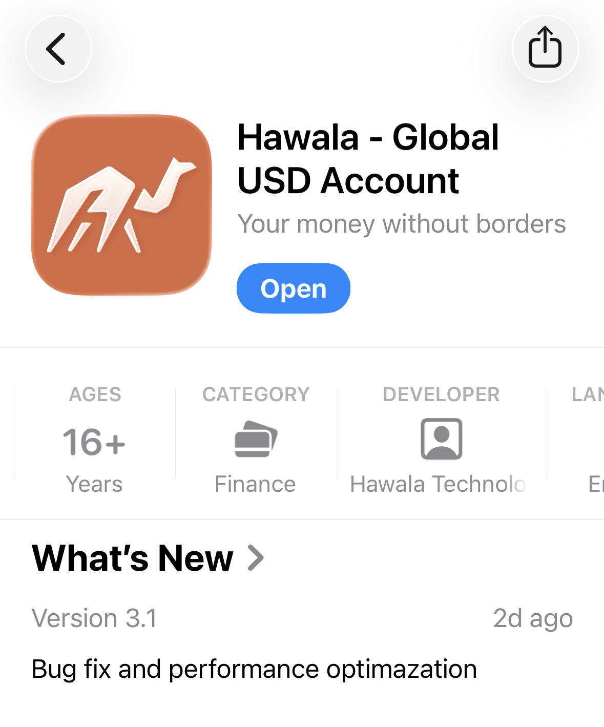 Hawala app on the App Store