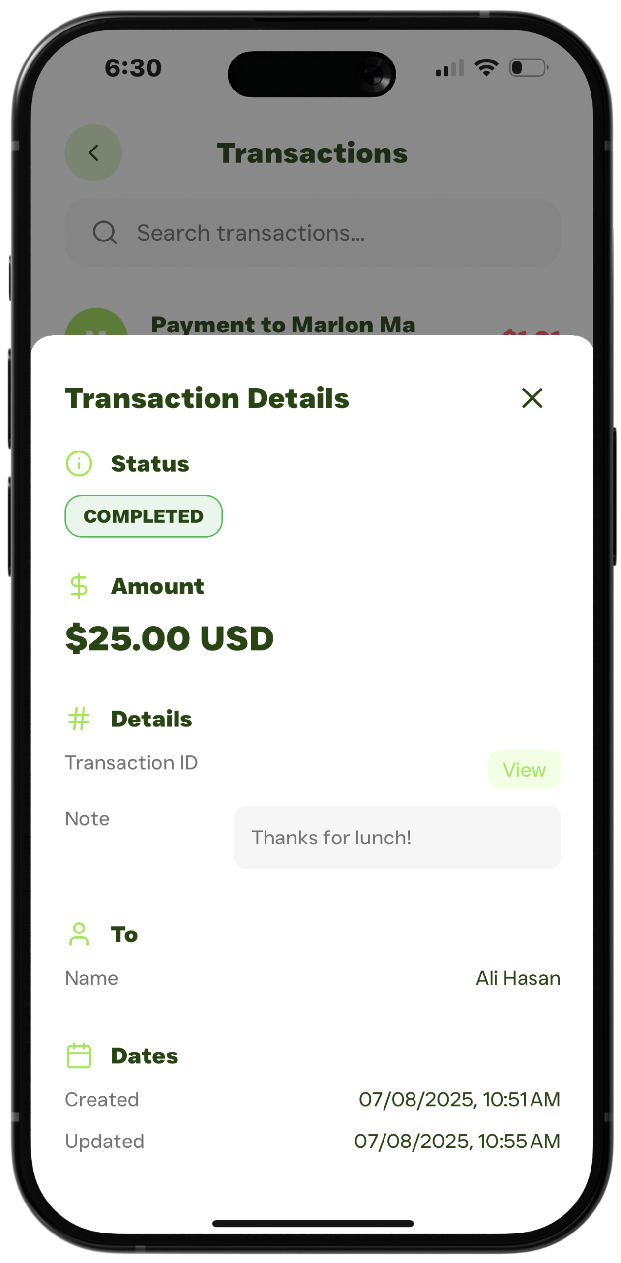 Transaction Details